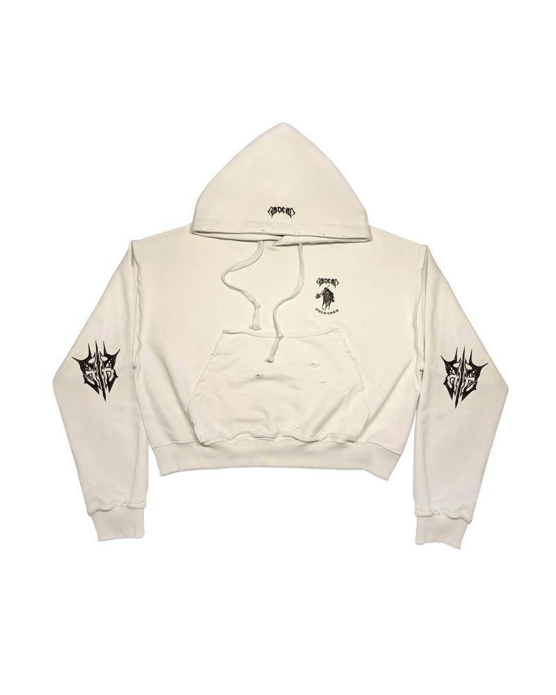 ANDEND（エンデンド）の「POLO CROP HOODIE_CREAM（Tops）」