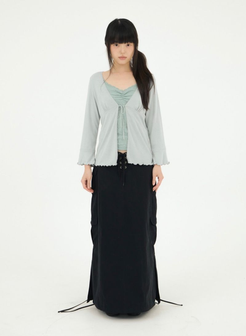 RIBBON GLITTER LACE CARDIGAN SKYBLUE
