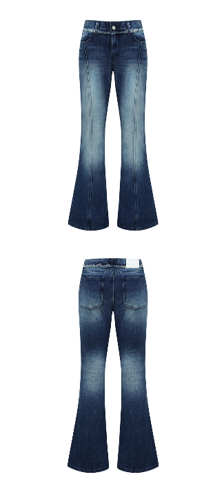 [mnem] incision low bootcut denim (blue)