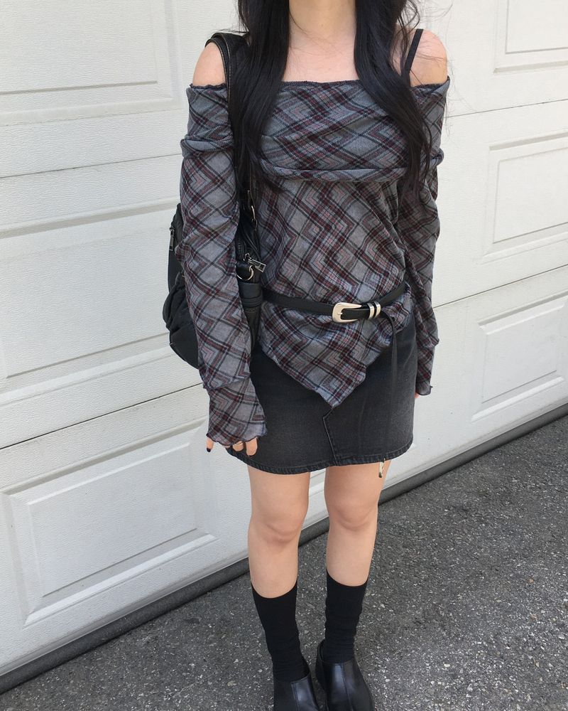 Dark denim mini skirt