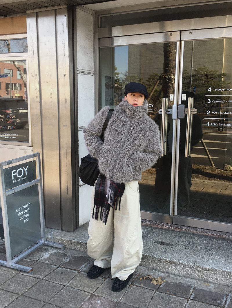No.1541 boucle fur hood JK
