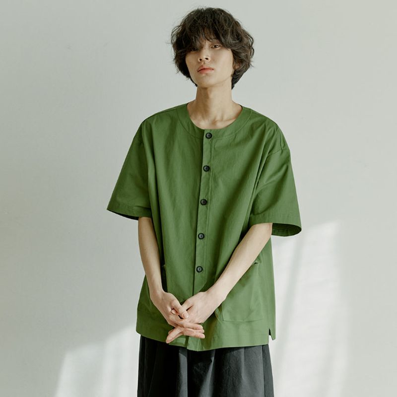 unisex round half shirts jacket olive green