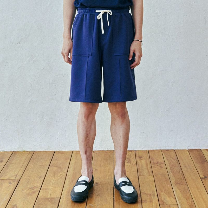 front seam fatigue short pants navy