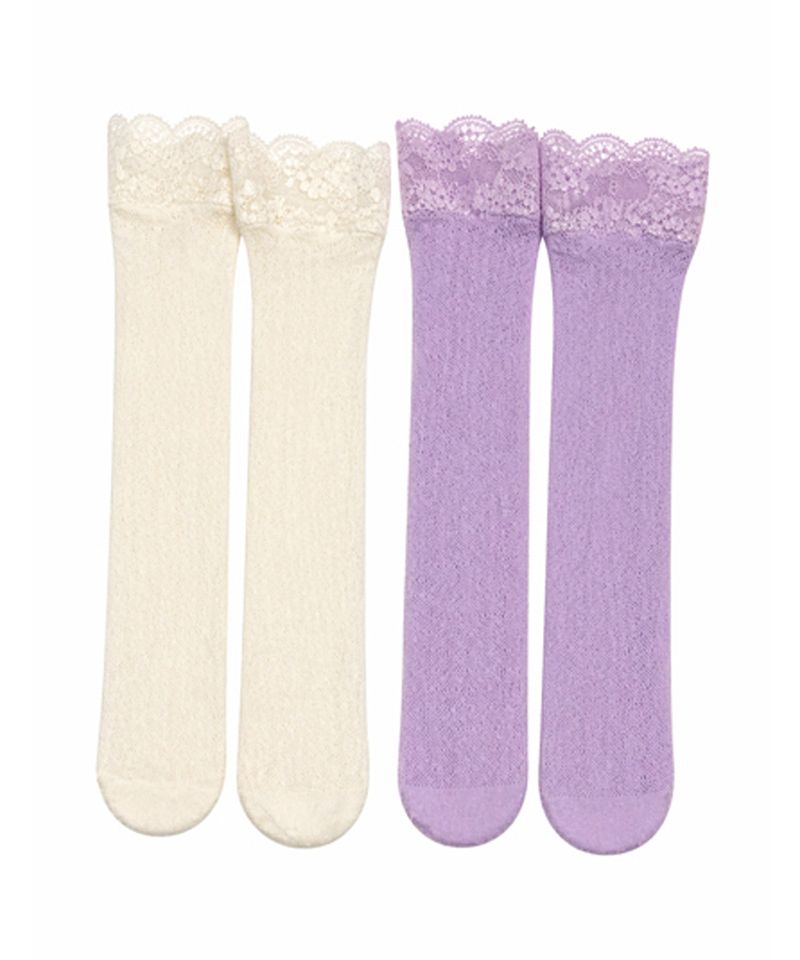 [2PCS 1SET] DEWY DOT LACE SOCKS