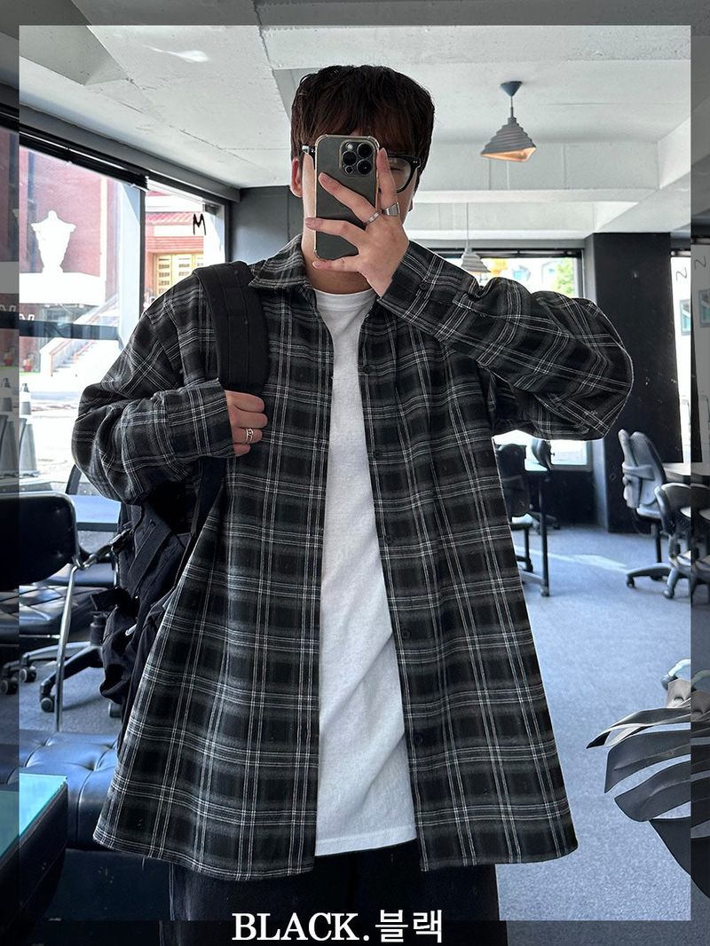 [premium] jack check overfit shirts