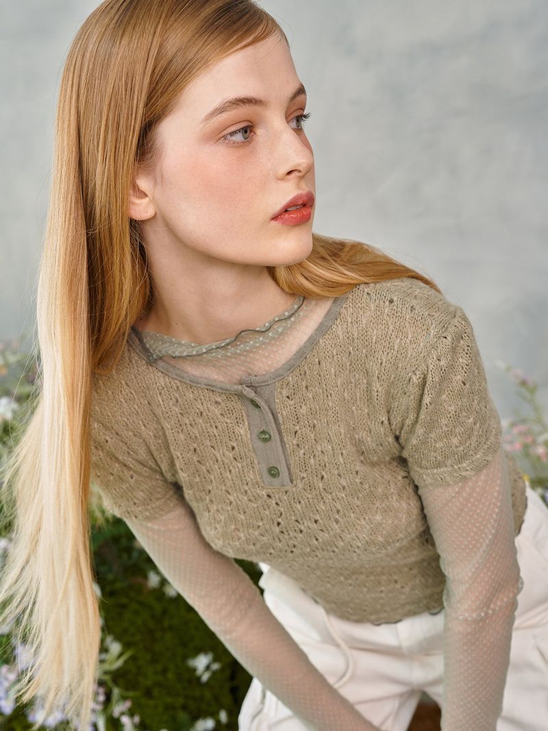 Punching Half Puffy Knit Set (2colors)