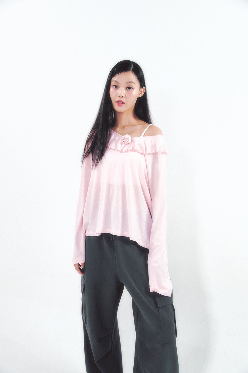 Pleats Skirt Cargo Pants Set Charcoal