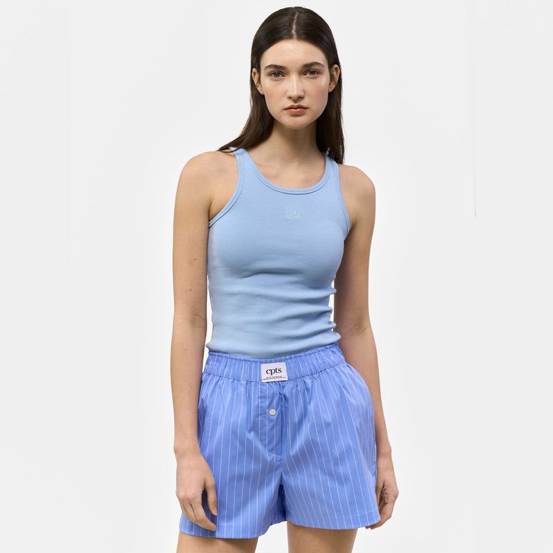 UNISEX LABEL TRUNK SHORTS_BLUE