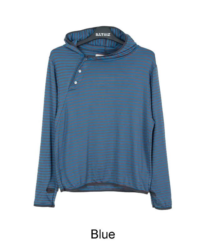 Peir Button Striped Hoodie
