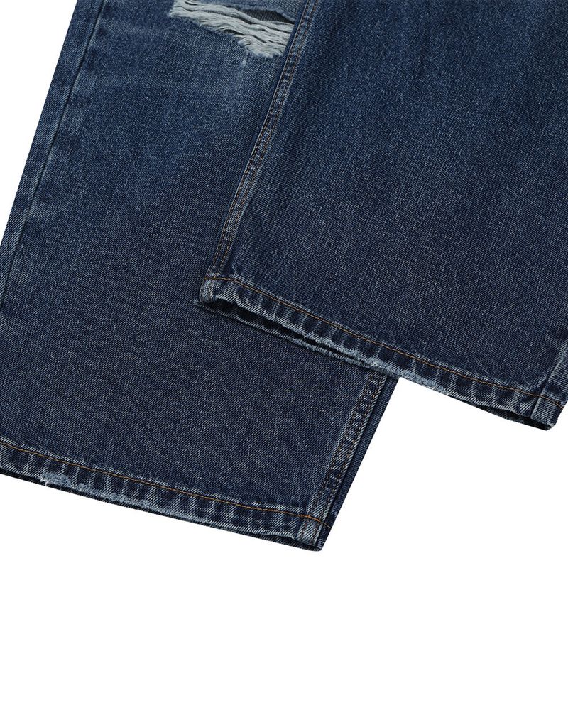 Part Blue Wash Distressed Denim