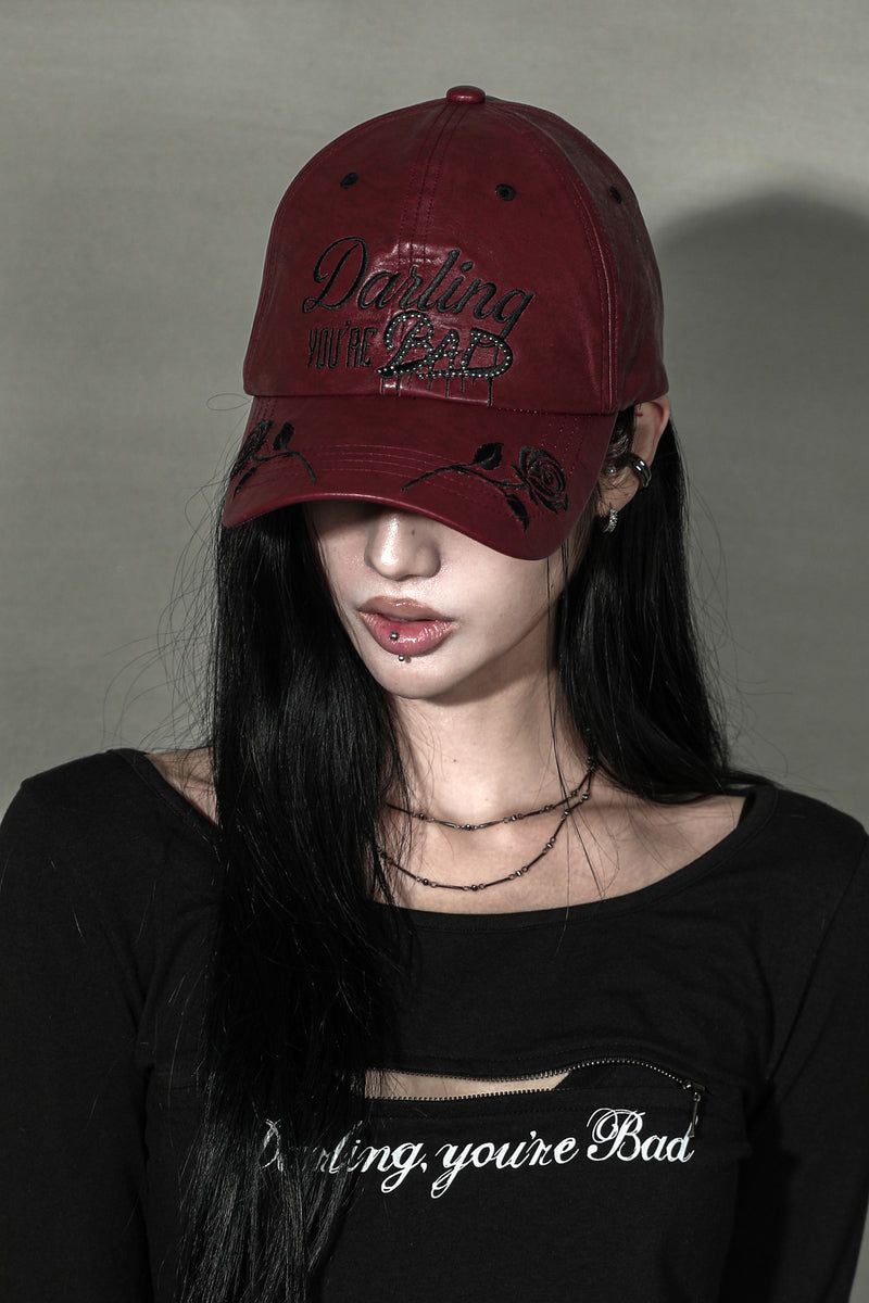 DYB LEATHER BALL CAP #WINE