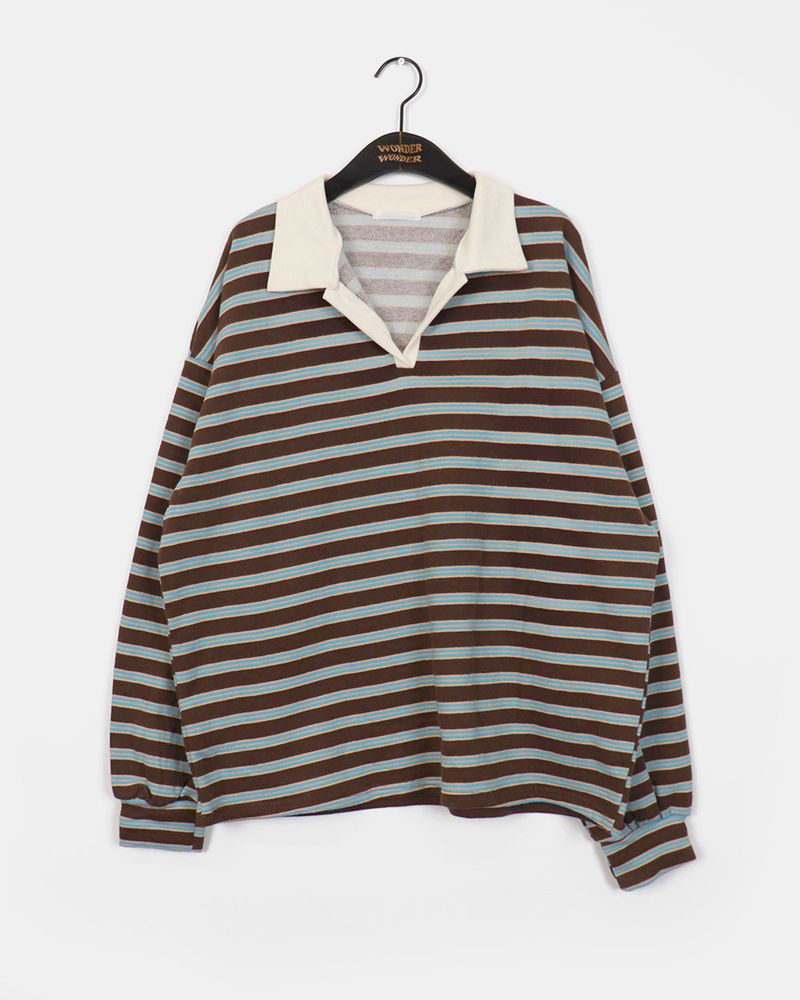 Mato Napping Stripe PK collar Sweatshirt