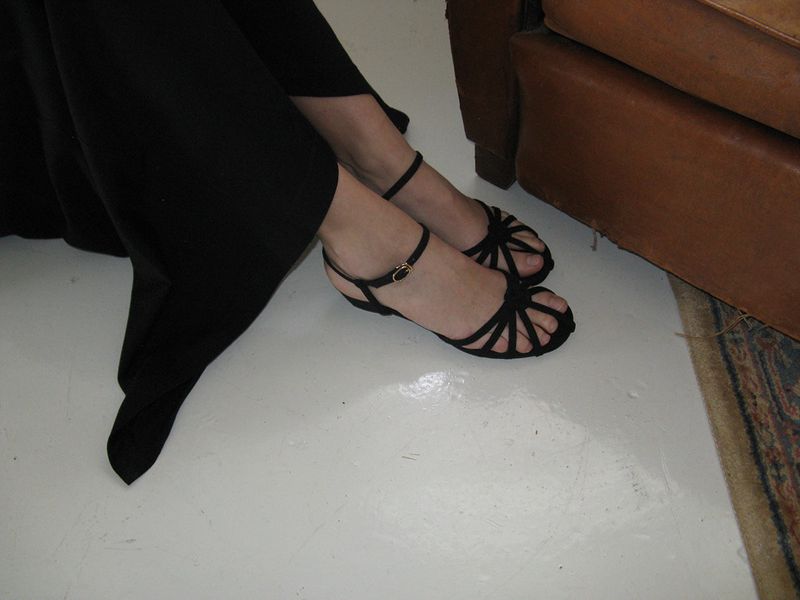 Corsage strap sandal_black