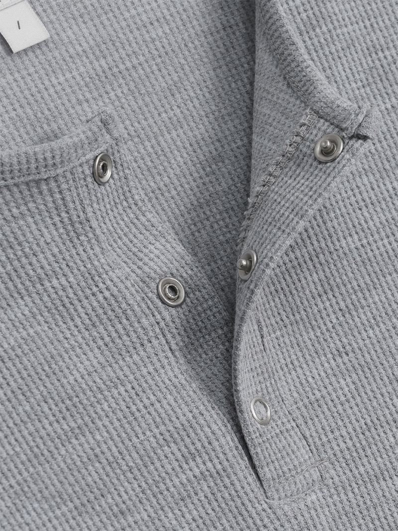 Waffle Henley neck long sleeve