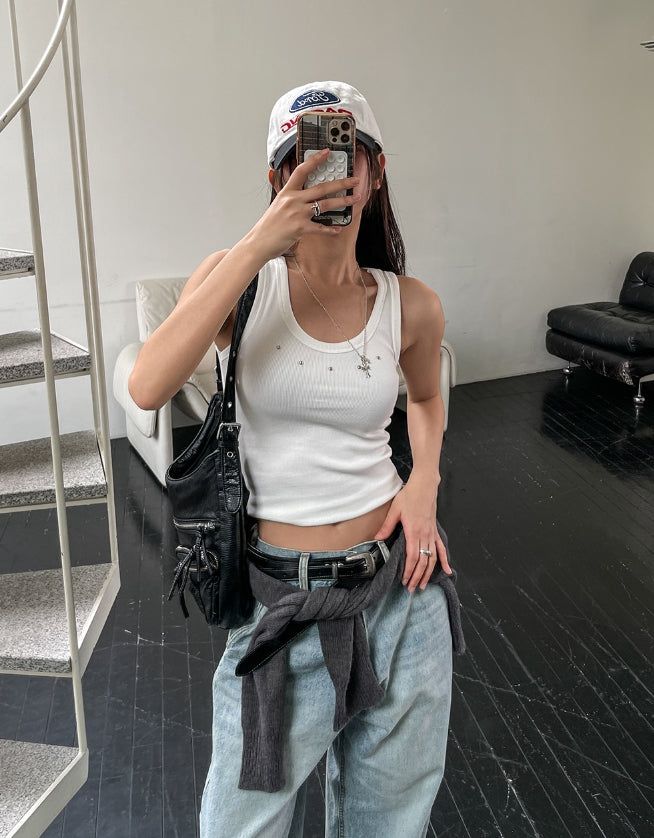 ULAN（ユレン）の「Teak stud cut ribbed sleeveless（Tops）」
