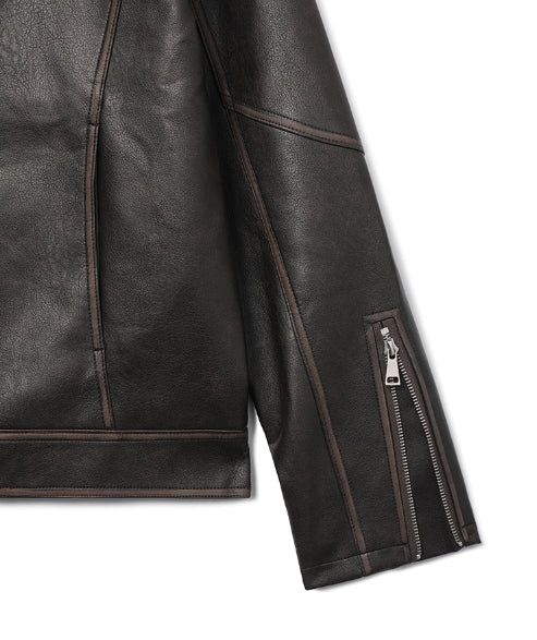 Bleed Washing Leather Biker Jacket