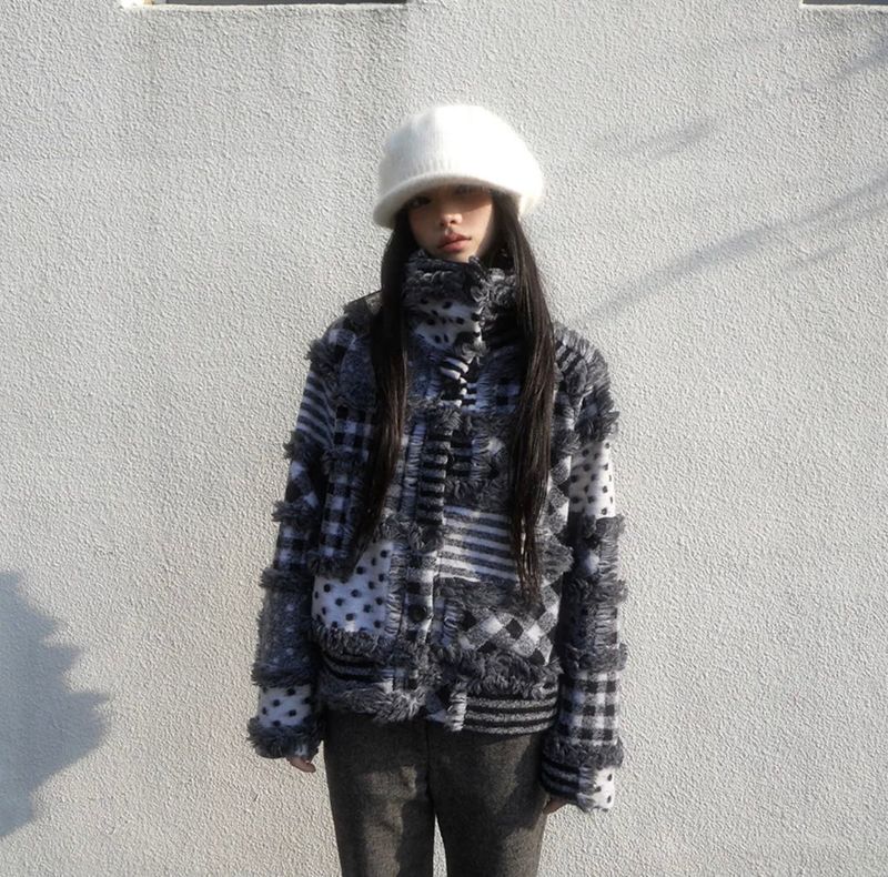 patch jacket cardigan