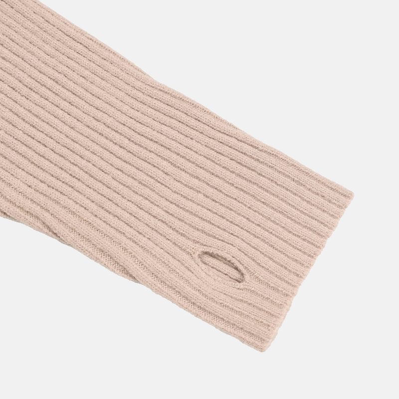 Rib Hood Half Zip-Up Knit