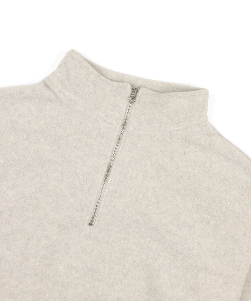 Oversized fleece half-zip - Beige