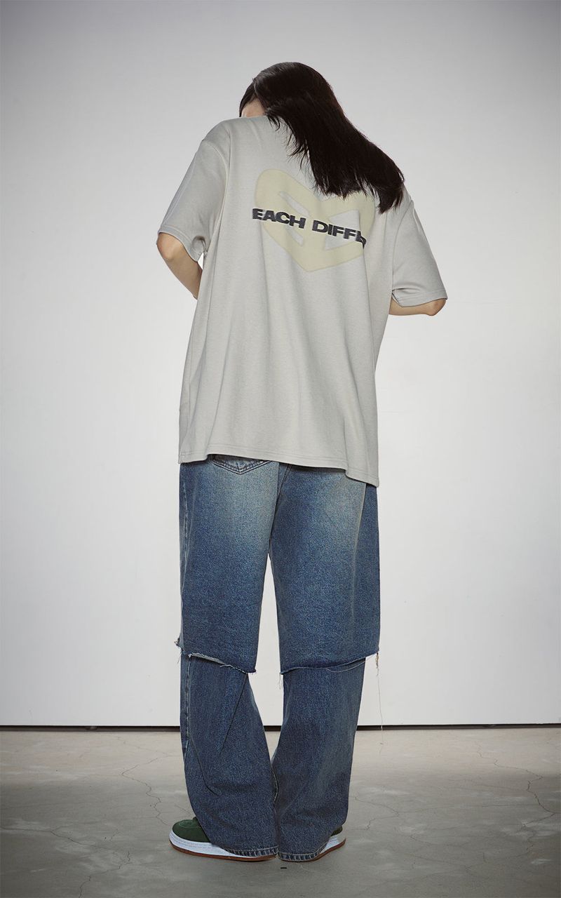 BLUR HEART T-SHIRTS_BEIGE