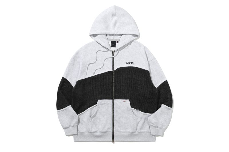 SWEAT KNIT MIX ZIP UP HOODIE