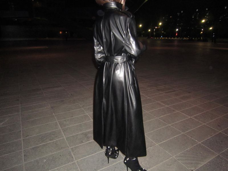 Double leather long coat