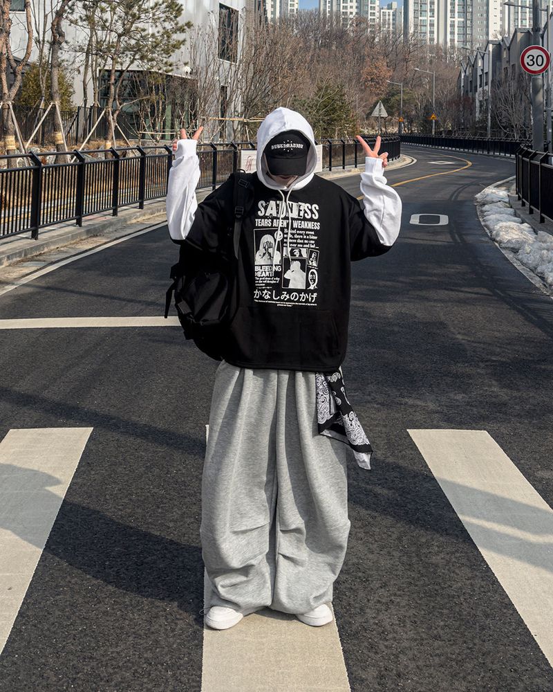 Sad Layered Oversized Hoodie