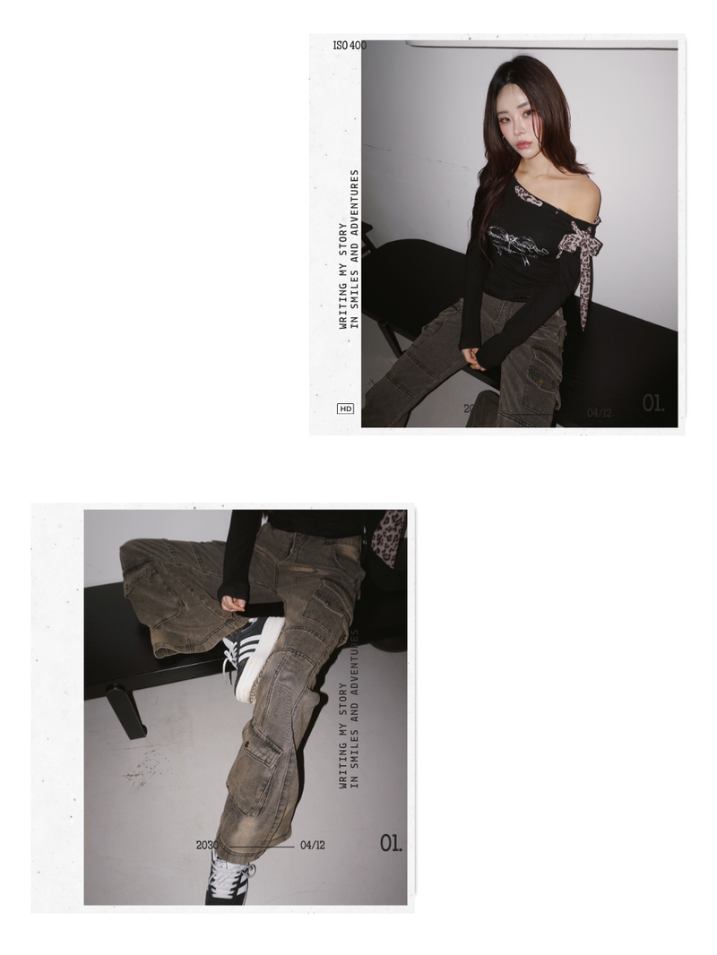 Pocket Semi Bootcut Denim Pants