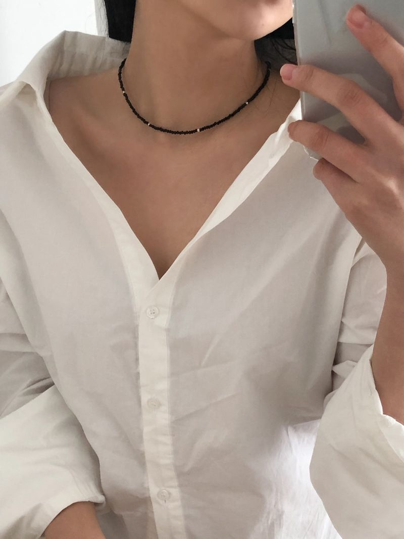 (silver925) Black spinel necklace
