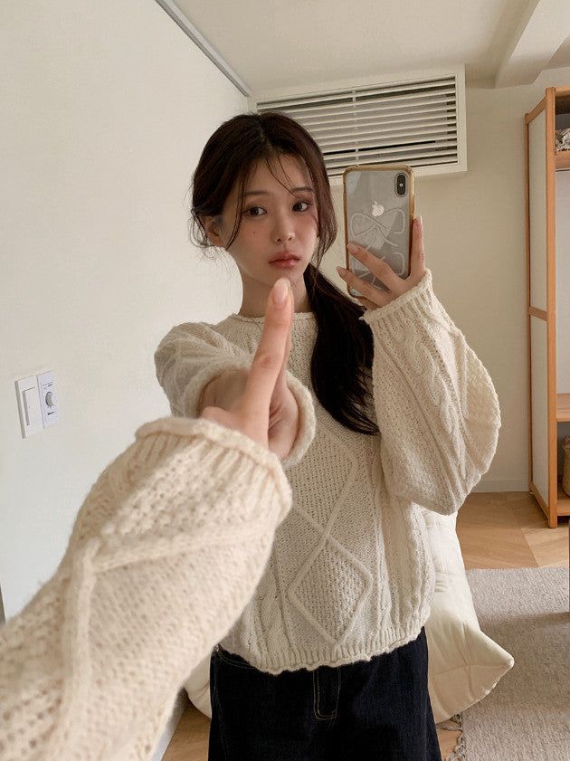 SHOPPERLAND(ショッパーランド)の「LN Cable Wave Loose Fit Knit (4color)(Tops)」