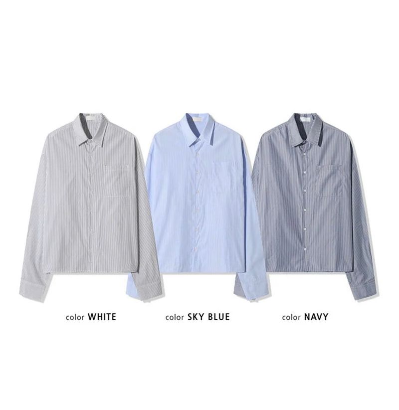 Basic stripe crop shirts(3color)