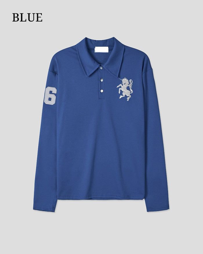 (UNISEX) Horse PK Collar Long Sleeve