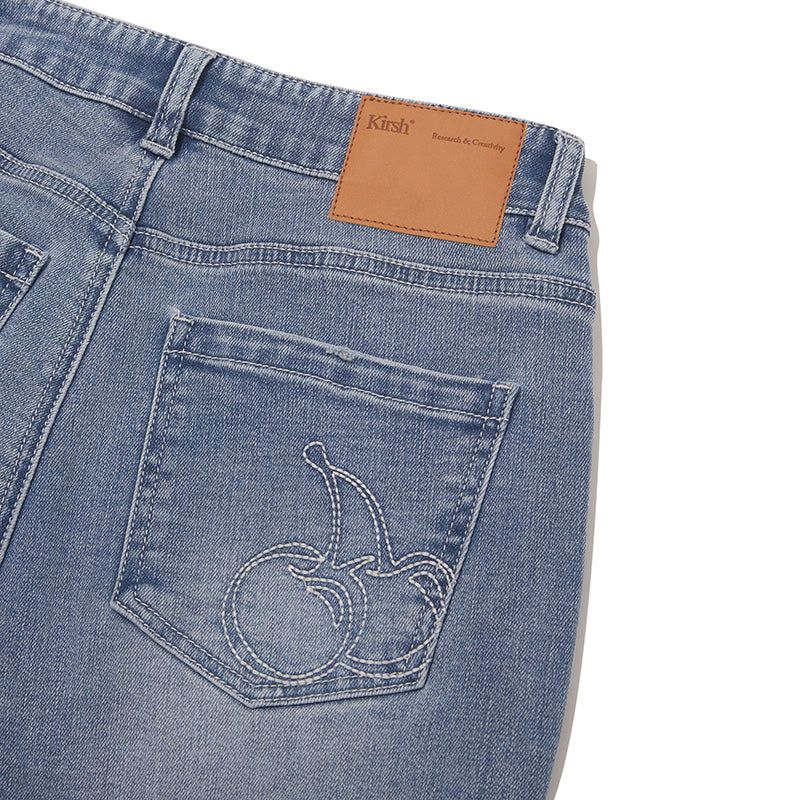 CHERRY SLIM-FIT DENIM PANTS [BLUE]