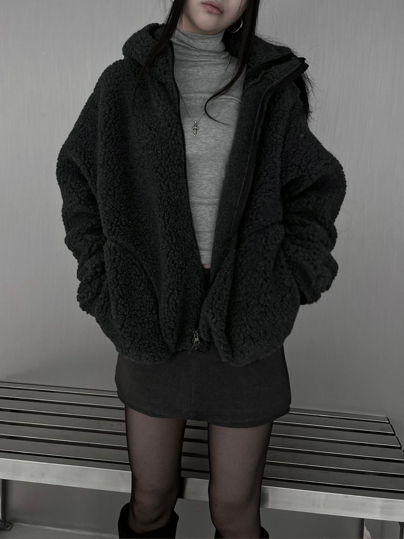 [unisex] シェルパフーディーフリースジップアップ (2color)