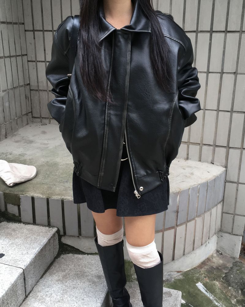 Washed leather jacket