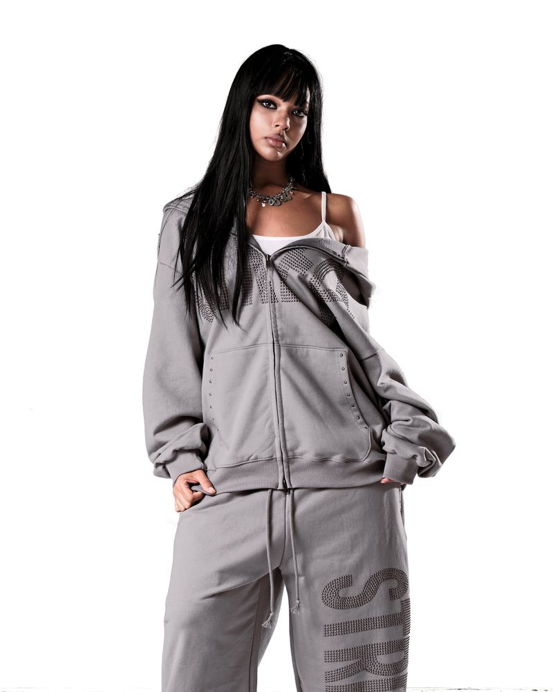 NO STRESS HOTFIX SET HOOD ZIP-UP ASH GRAY