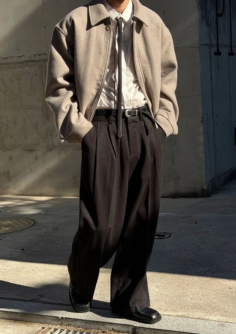 [F/W] Herringbone crop blouson jacket(2color)