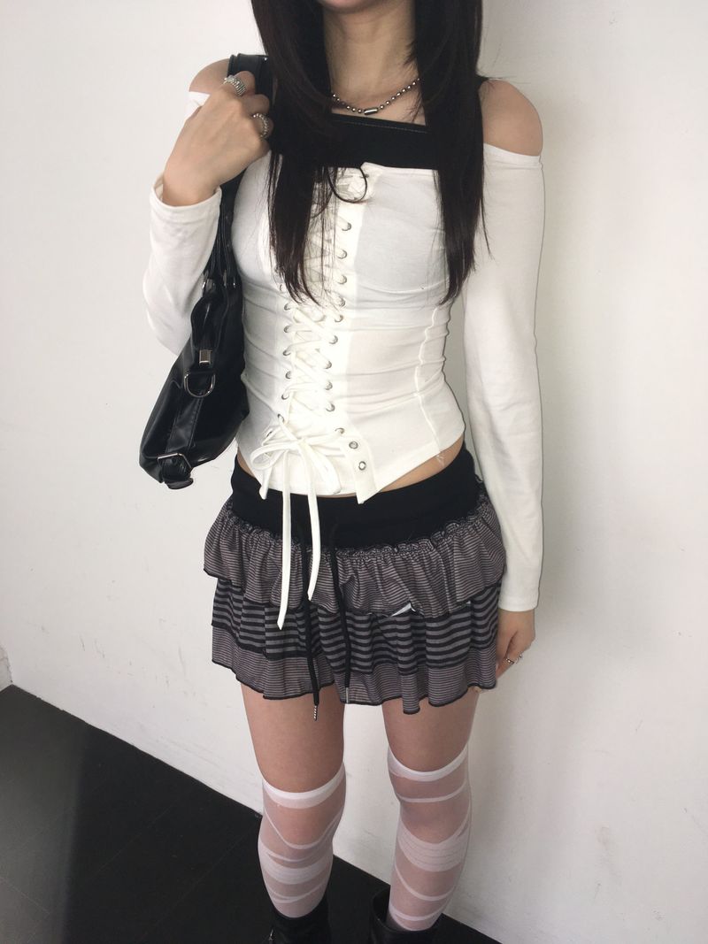 Stripe firll cancan skirt