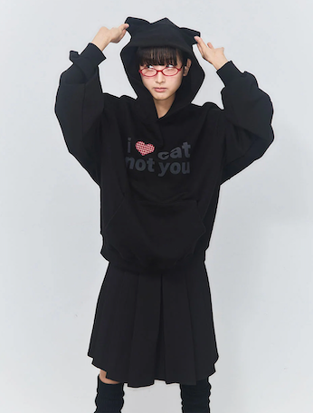 I LOVE CAT NOT YOU CAT EAR HOODIE