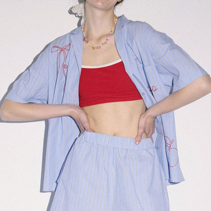 Melly&Rose(メリーアンドローズ)の「MELROSE MARKET STRIPE SHIRTS(Tops)」
