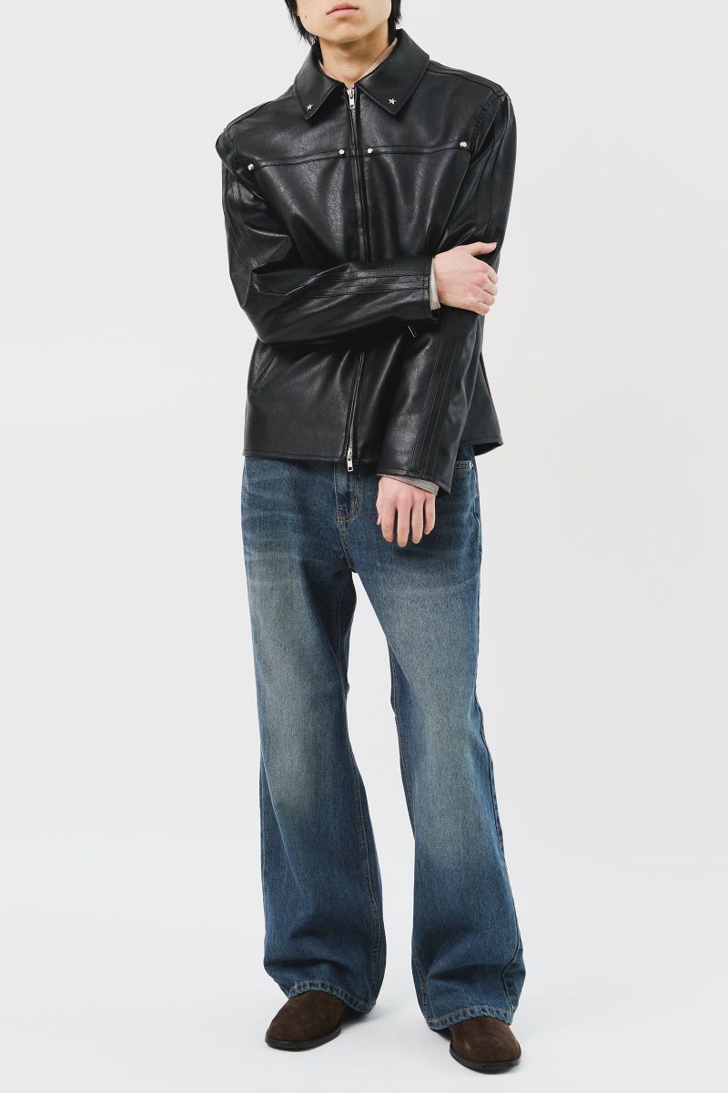 Star Stud Leather Jacket (2color)