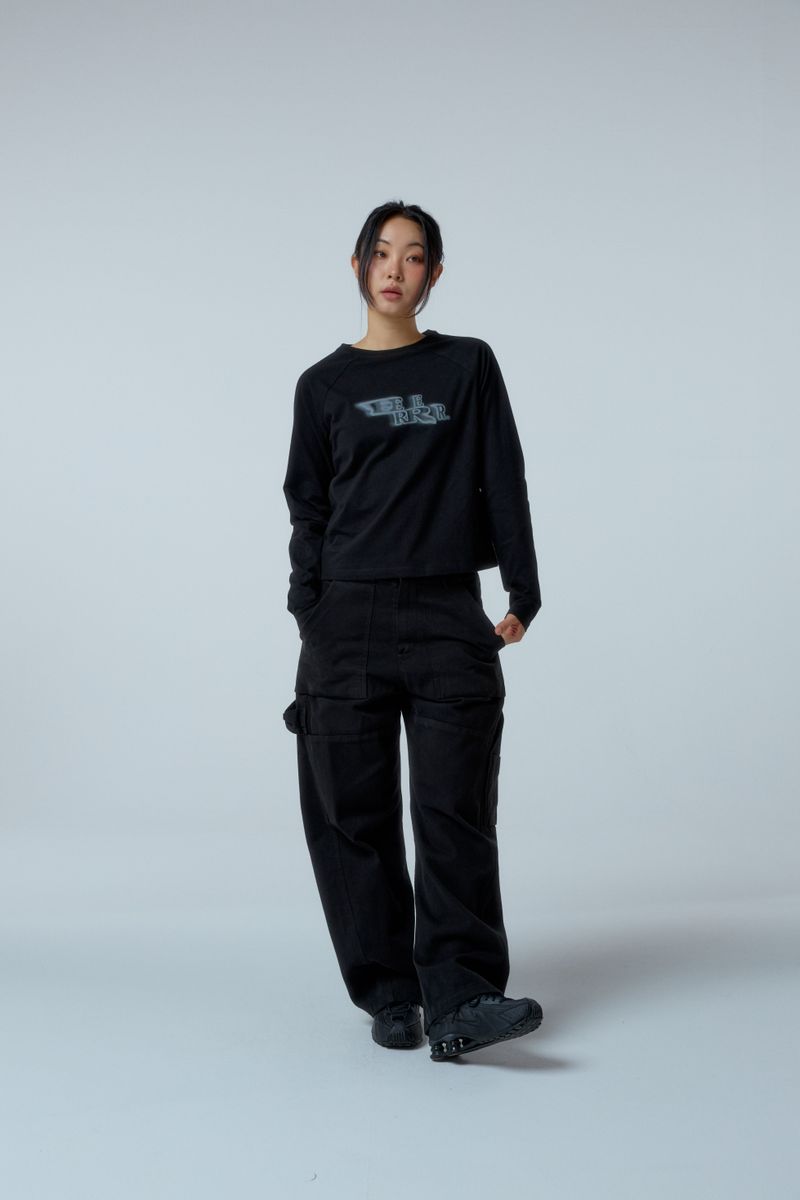 EEERRR Distorted Logo raglan long sleeve (Black)