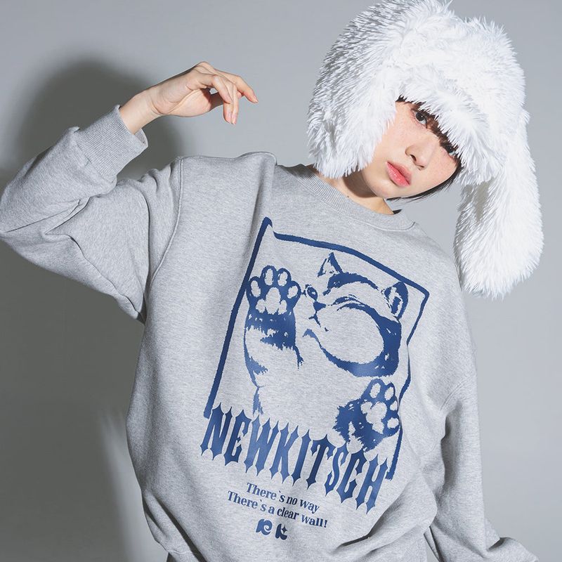 NEWKITSCH（ニューキッチジェネレーション）の「LOCKED-UP CAT SWEATSHIRTS (MELANGE)（Tops）」