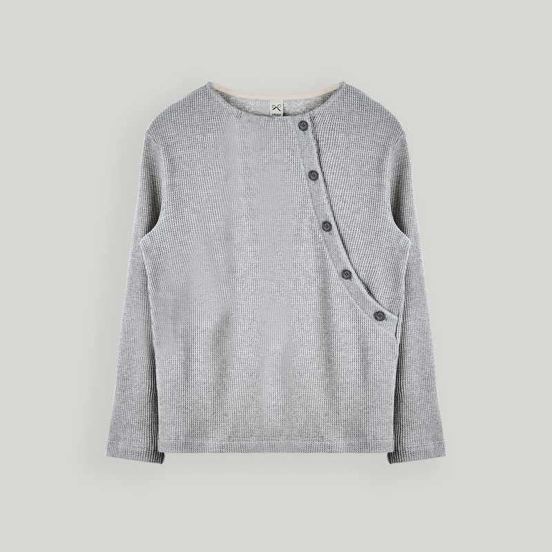 Gray Waffle Button Tee