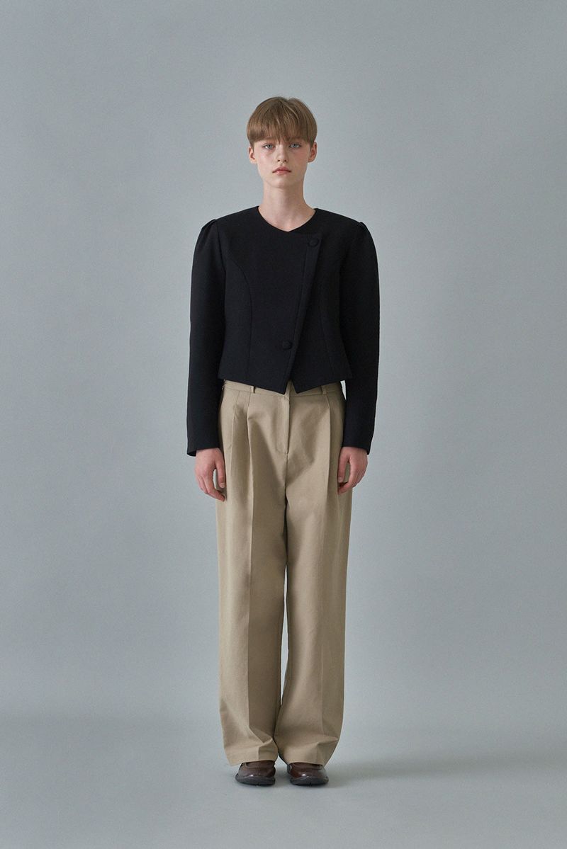 Chino pintuck pants_khaki beige