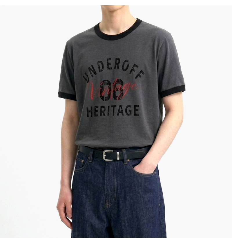 Essential Standard Short Sleeve Ringer T-shirt Vintage Charcoal