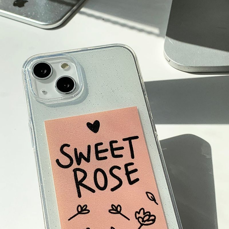 Sweet Rose Glitter Phone Case