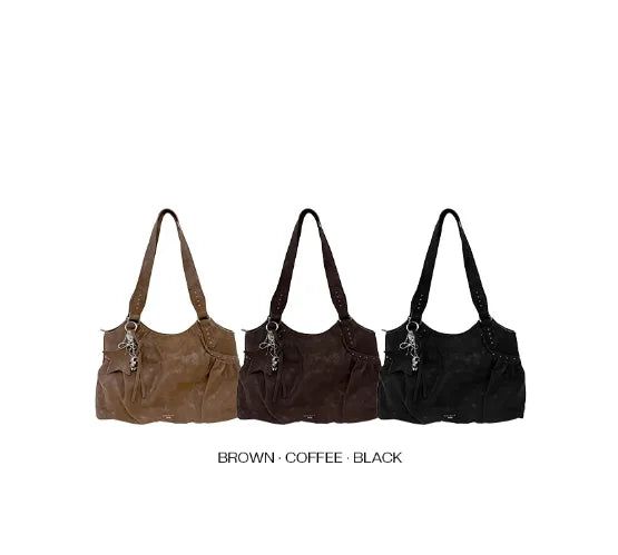 Star Stud Shirring Shoulder Bag