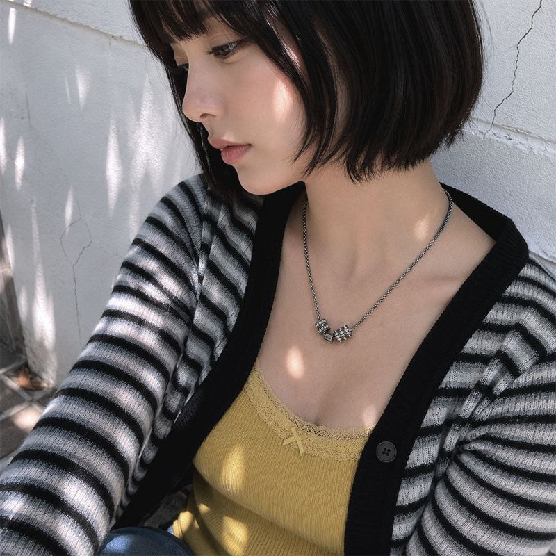 EX LOVE（イーエックスラブ）の「ミニマル シルバー クリスタル リングビーズ ネックレス（アクセサリー）」