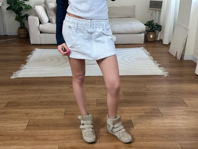 zip sweat mini skirt